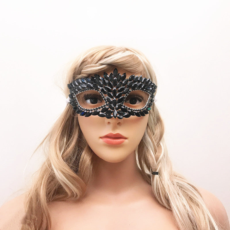 Masque de mascarade d'Halloween pour femme en strass
