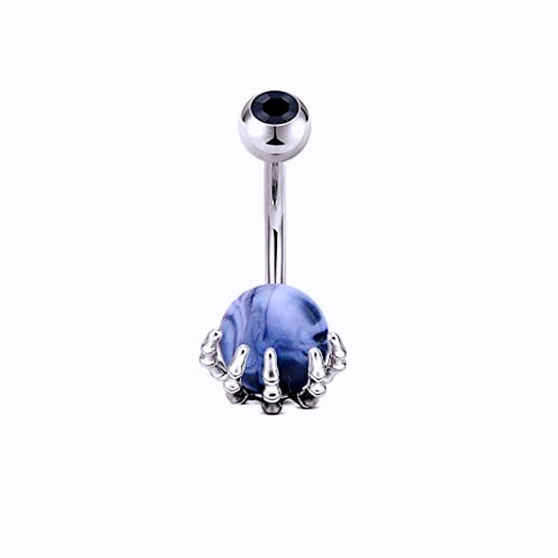 Piercing de nombril turquoise en forme de tête de mort pour femme