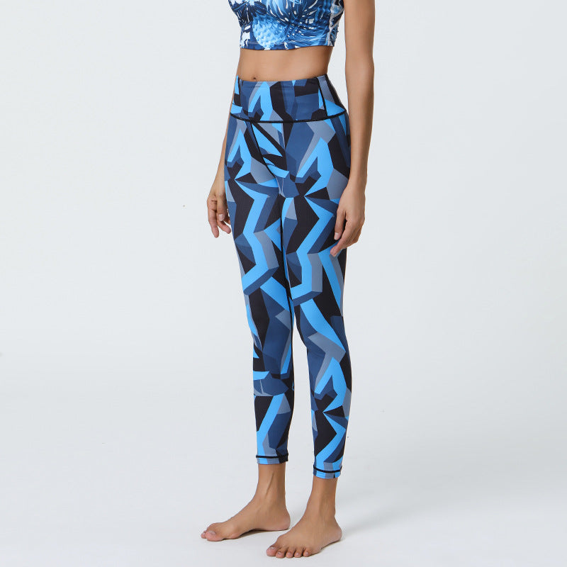 Leggings de sport taille haute imprimés pour femmes, style yoga