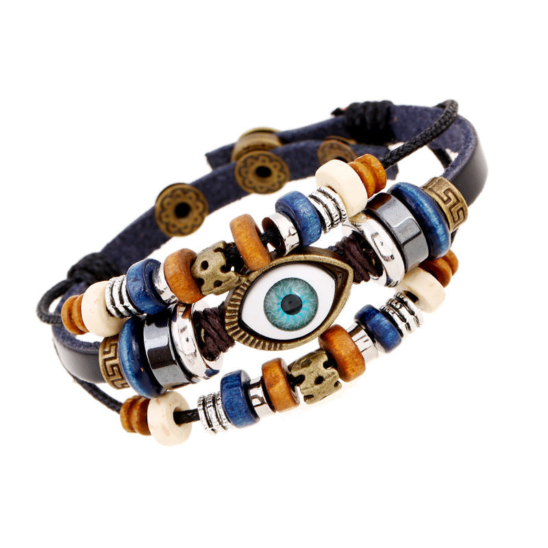 Bohemian Luck Eye 3-Layer PU Leather Bracelet