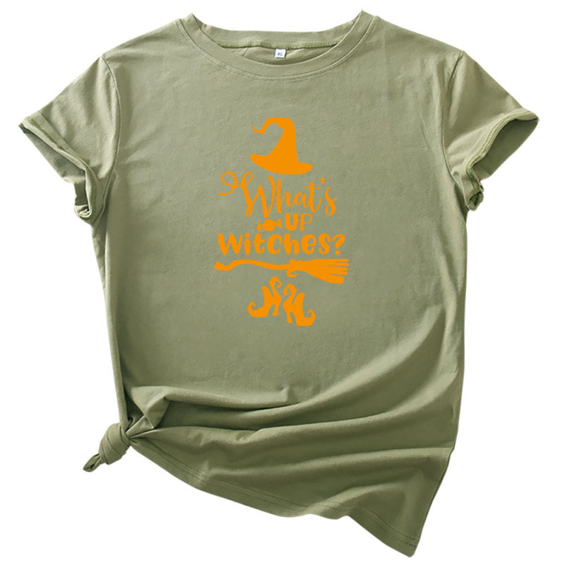 Camiseta informal de Halloween con cuello redondo y manga corta para mujer