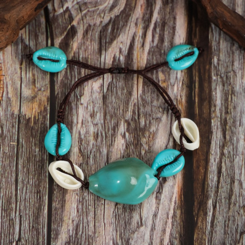 Pulsera bohemia de cuentas turquesas hecha a mano