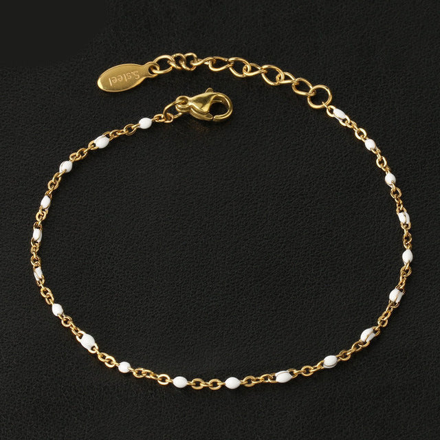 Women Bohemian Simple Mini Beads Stainless Steel Bracelet