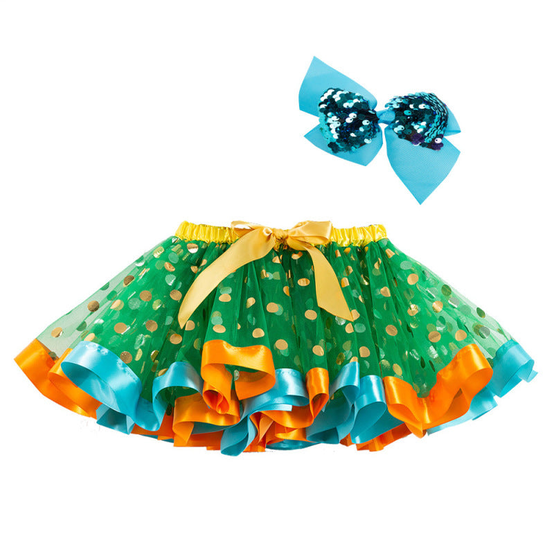 Kids Toddler Girls Halloween Pumpkin Skirt with Sequin Bow