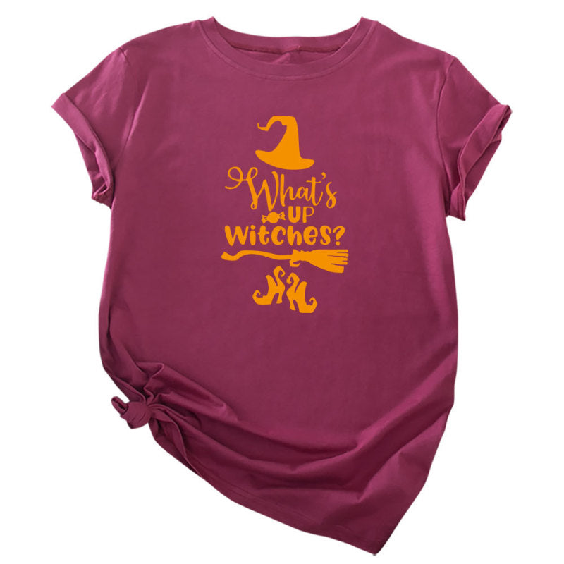 Camiseta informal de Halloween con cuello redondo y manga corta para mujer