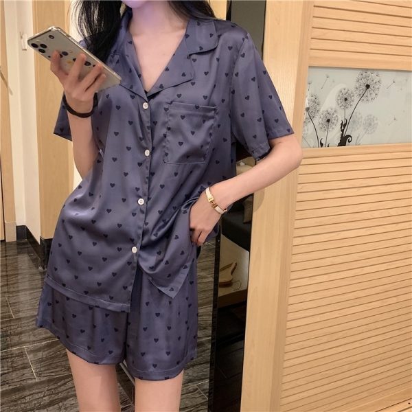 Summer Pajamas Women Ice Silk Leopard Print Cute Sleepwear