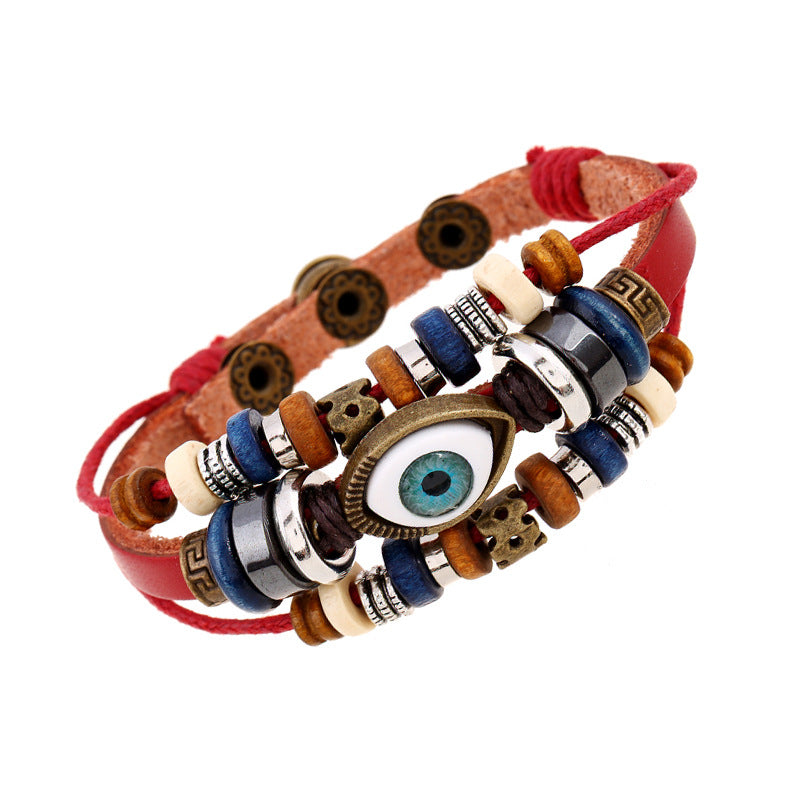 Bohemian Luck Eye 3-Layer PU Leather Bracelet