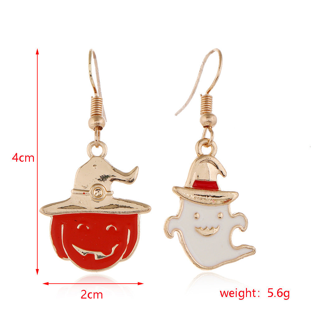Halloween Women Fashion Drip Oil Spider Web Earrings