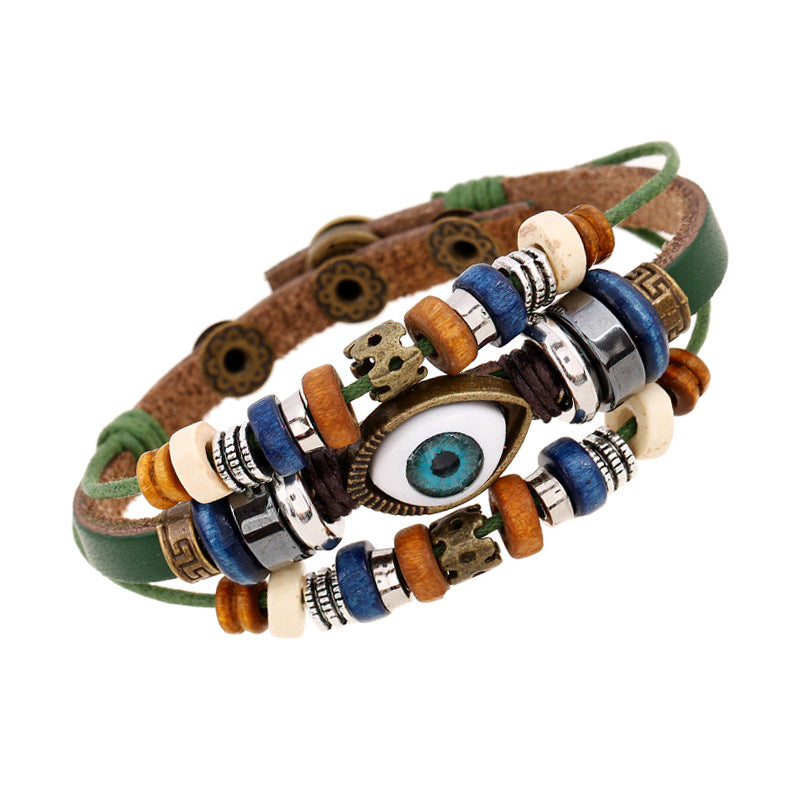 Bohemian Luck Eye 3-Layer PU Leather Bracelet