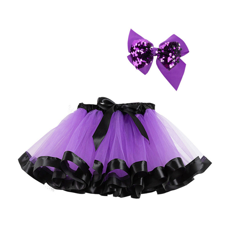 Kids Toddler Girls Halloween Pumpkin Skirt with Sequin Bow