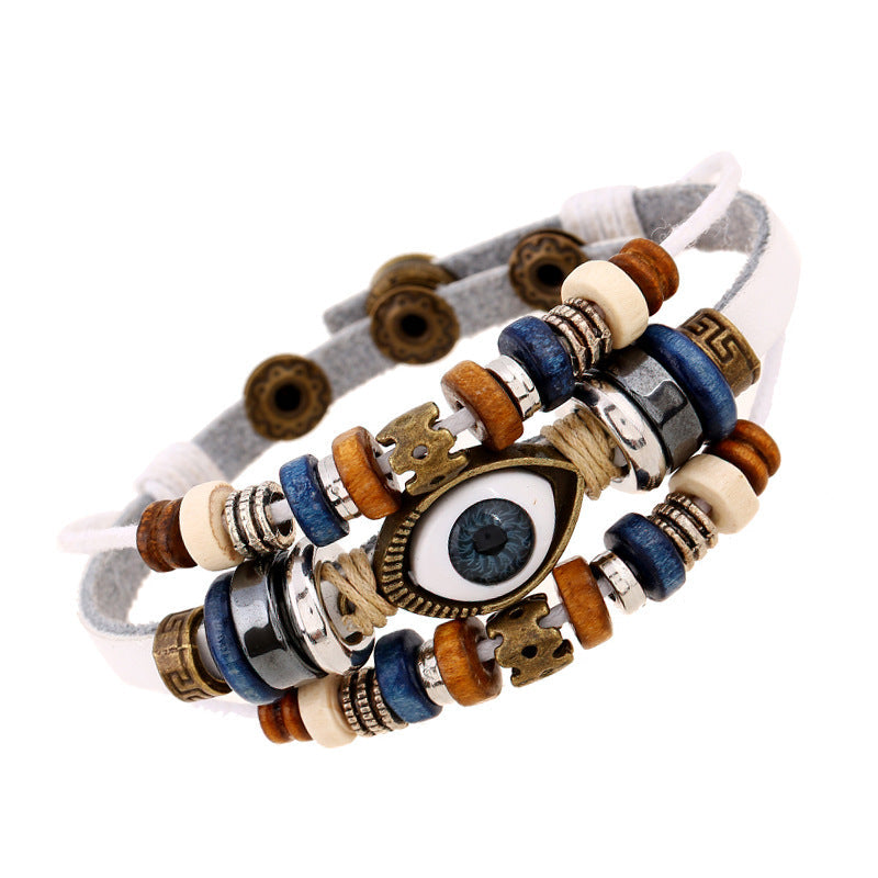 Bohemian Luck Eye 3-Layer PU Leather Bracelet