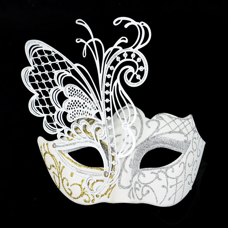 Masque en métal drôle en dentelle à la mode, masque papillon en fer rose doré pour hommes et femmes