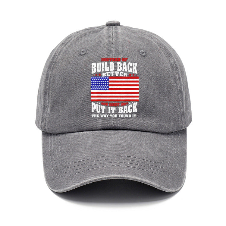 Men Women Fashion Casual Vintage Solid Color Letter Cap