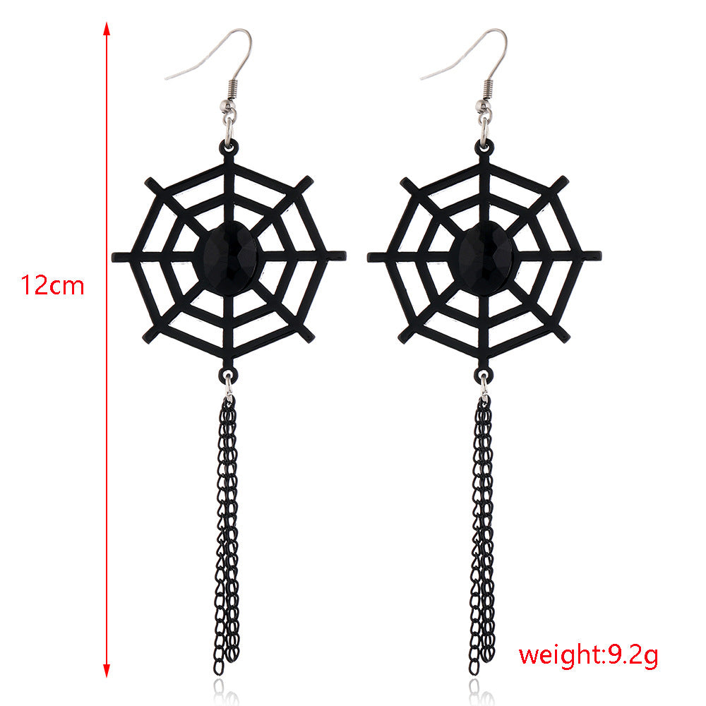 Halloween Women Fashion Drip Oil Spider Web Earrings