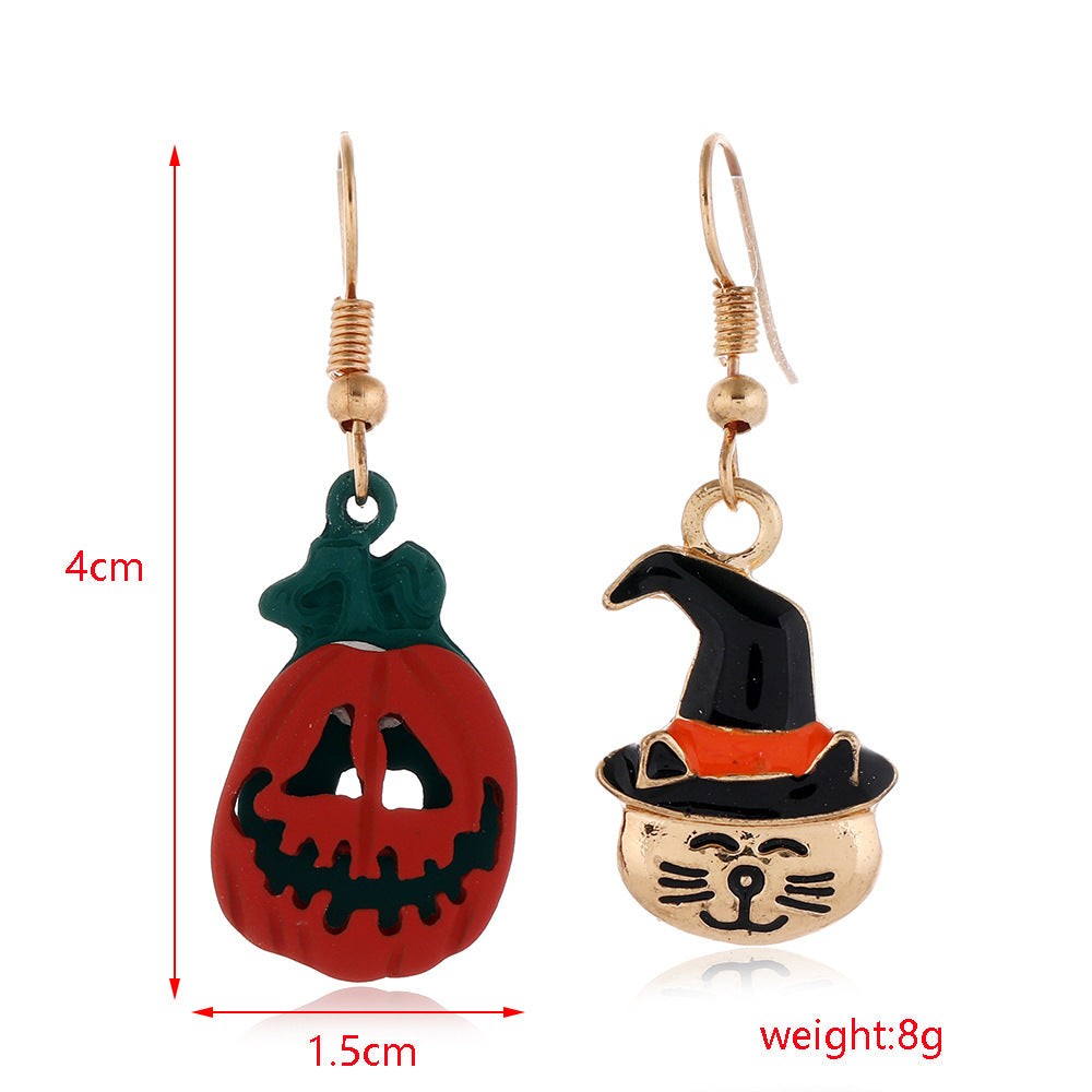 Halloween Women Fashion Drip Oil Spider Web Earrings