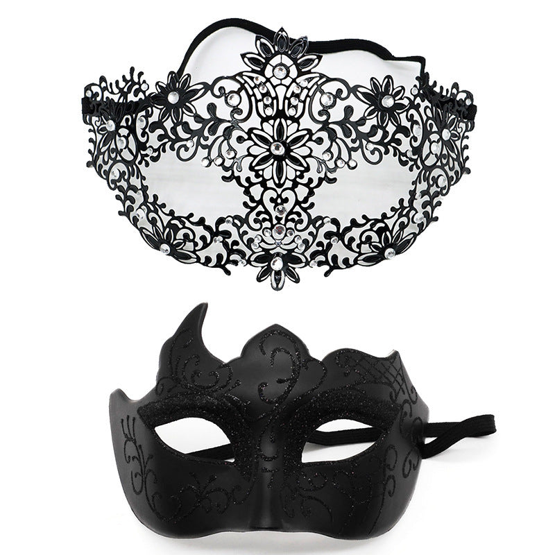 Masquerade Carnival Black Half Face Diamond Mask