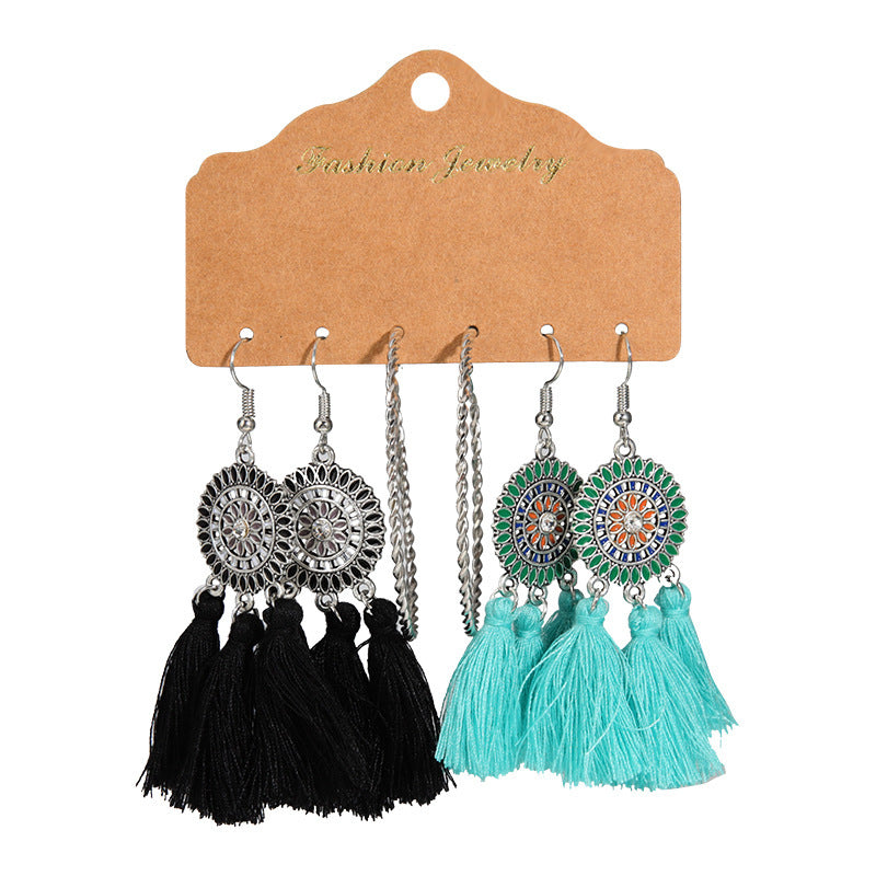Pendientes bohemios multicolores con forma de corazón