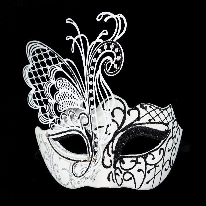 Masque en métal drôle en dentelle à la mode, masque papillon en fer rose doré pour hommes et femmes