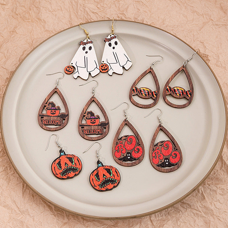 Halloween Women Cartoon Ghost Skull Earrings Alloy Jewelry