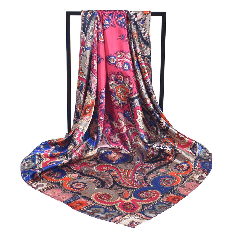 Bufanda cuadrada con estampado de cachemira de verano para mujer de 90 cm