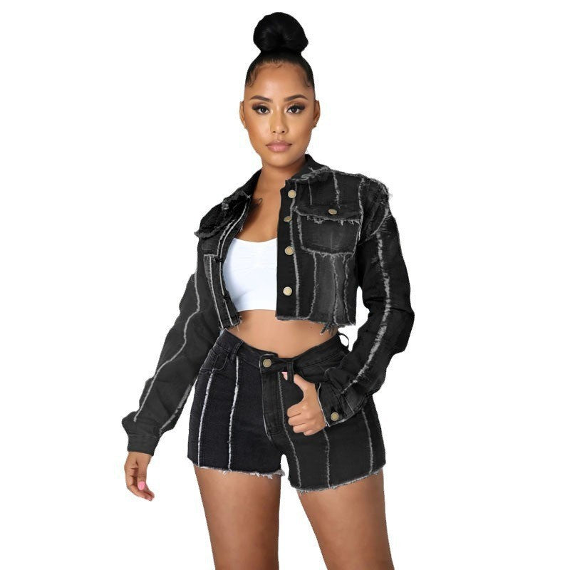 Veste en jean à manches longues pour femme