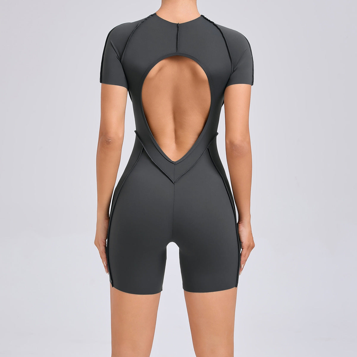 Combinaison de yoga dos nu de couleur unie pour femmes