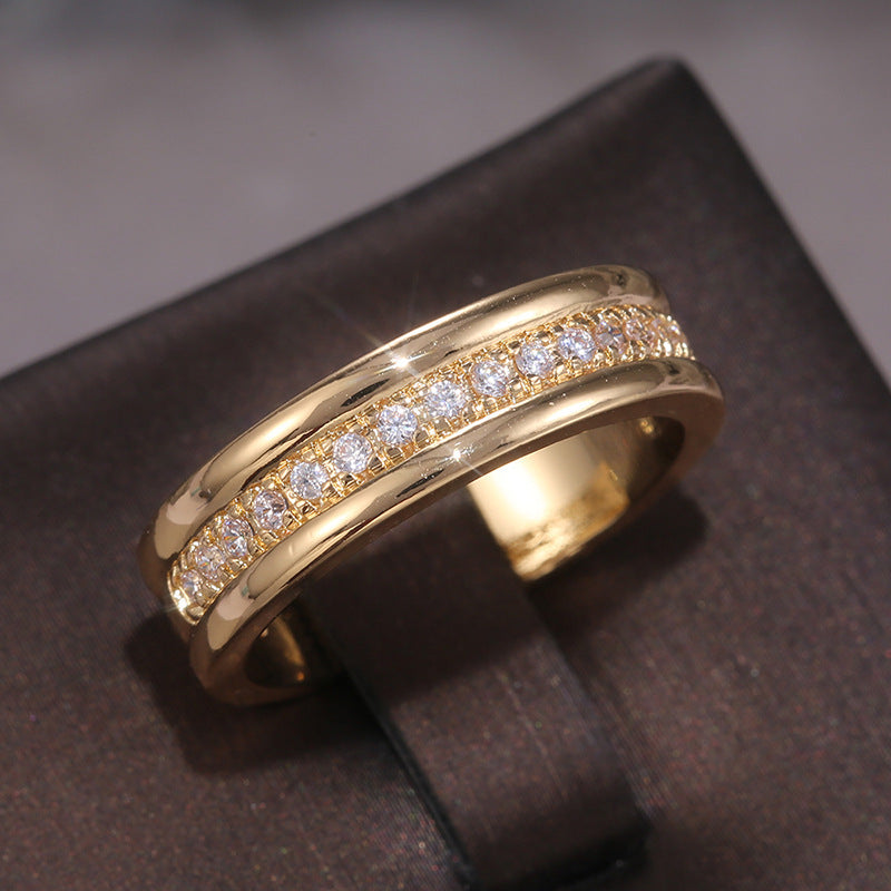 Anillo de aleación de circón simple para mujer, estilo geométrico unisex