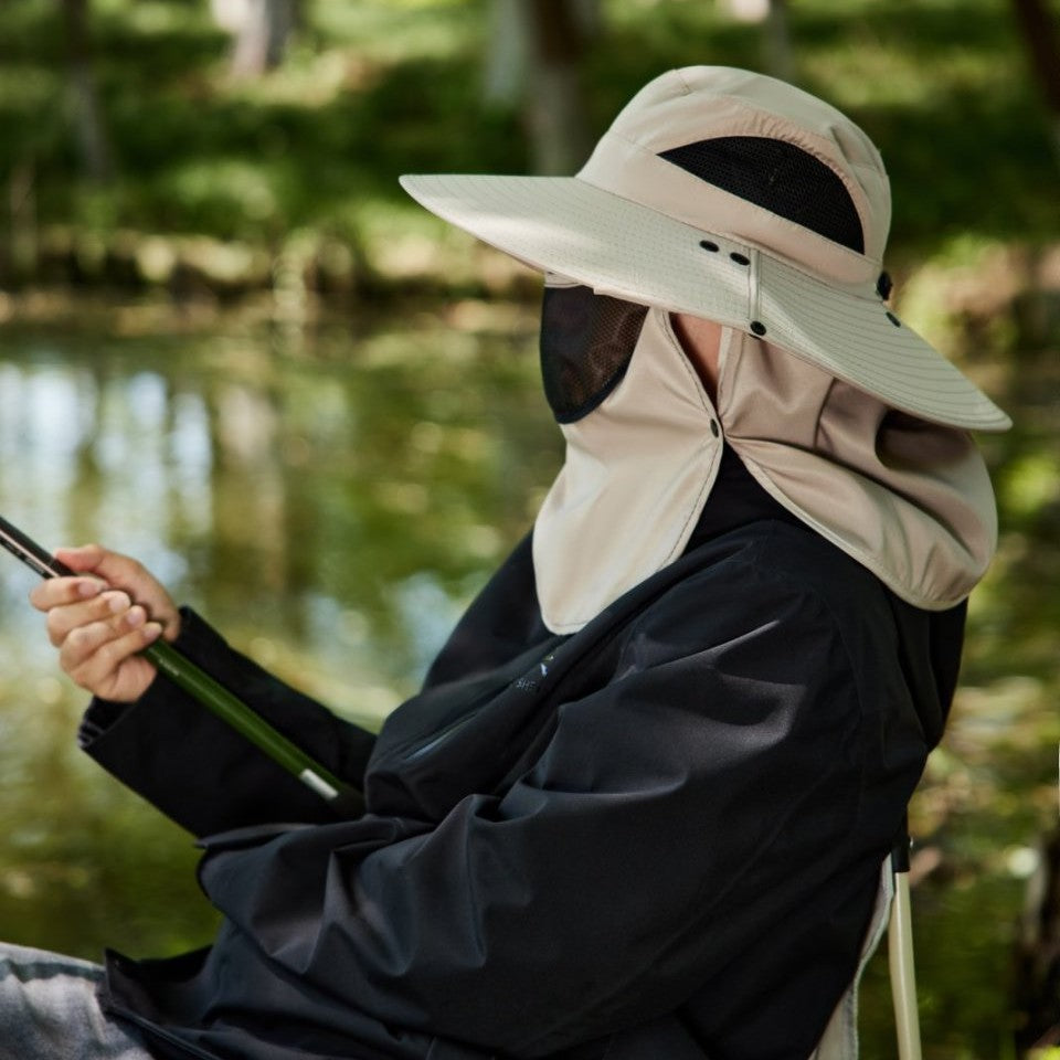 Sombrero para el sol informal con gran circunferencia de cabeza y protección facial para hombre