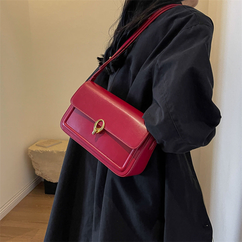 Fashion Solid Color Flip Square Shoulder Bag
