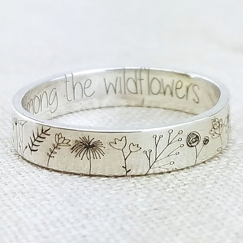 Anillo floral de diente de león sencillo de moda para mujer, aleación, estilo pastoral