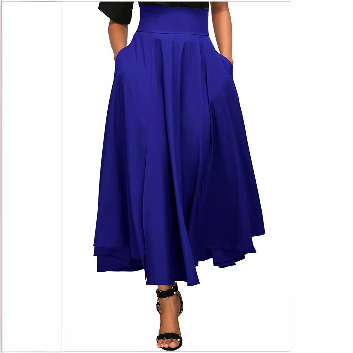 Women Fashion Casual Solid Color High Waist Skirt