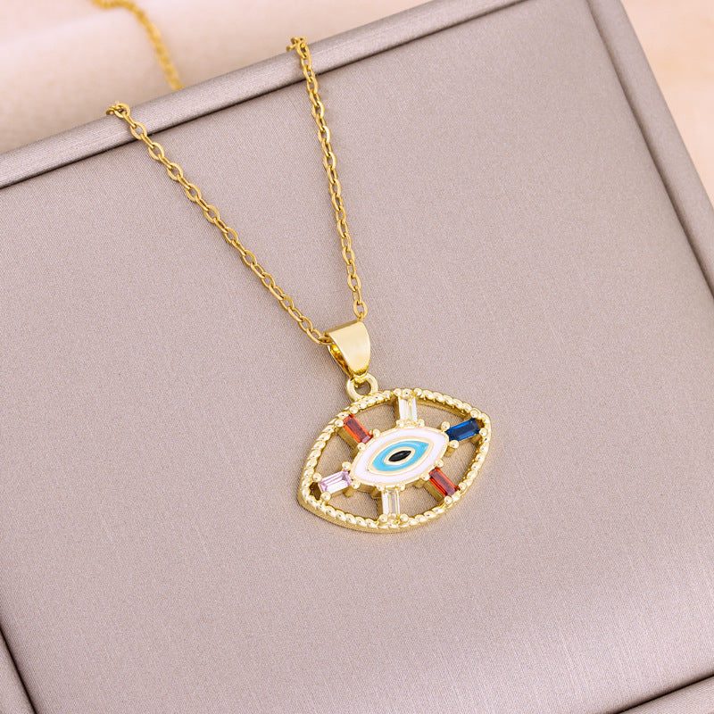 Collar con colgante de ojo de la suerte hueco bohemio vintage para mujer