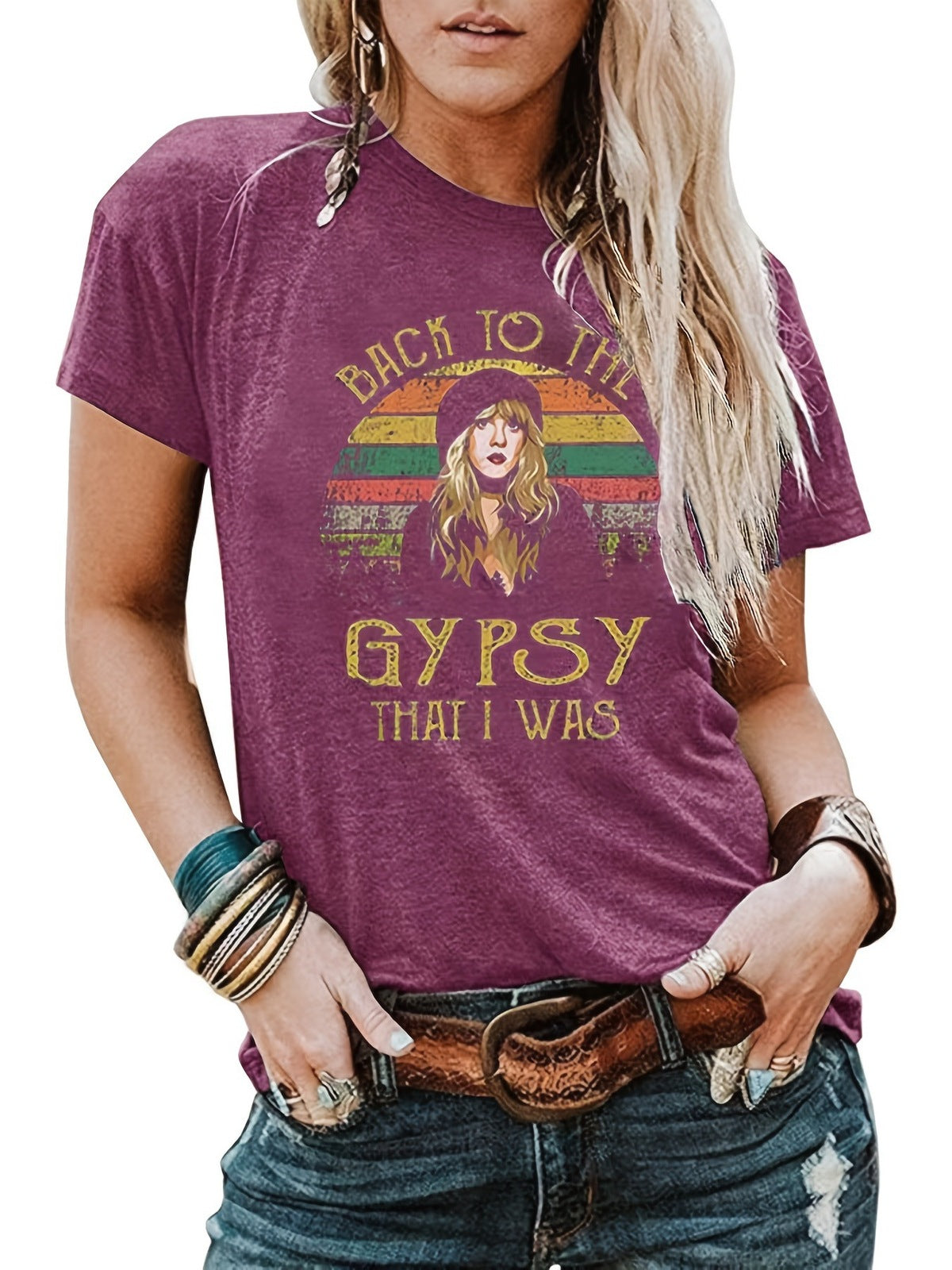 T-shirt décontracté en coton à motif de lettres pour femme