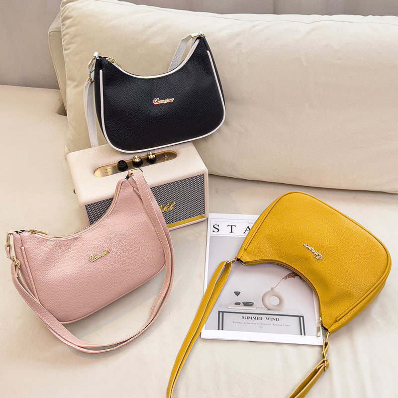 Soft Litchi Grain Women Underarm Bag