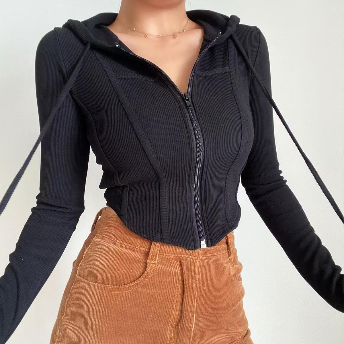 Veste de sport à capuche pour femme, en nylon et élasthanne