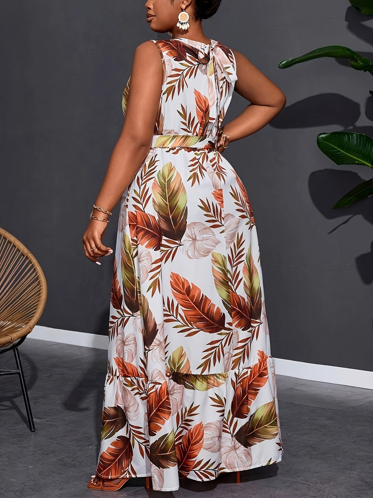 Women Casual Plus Size Floral Printed Loose Dress