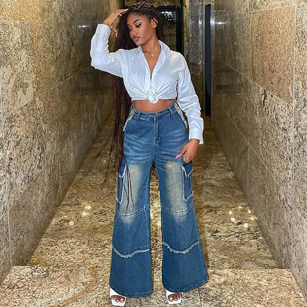 Jean vintage coupe droite et large pour femme