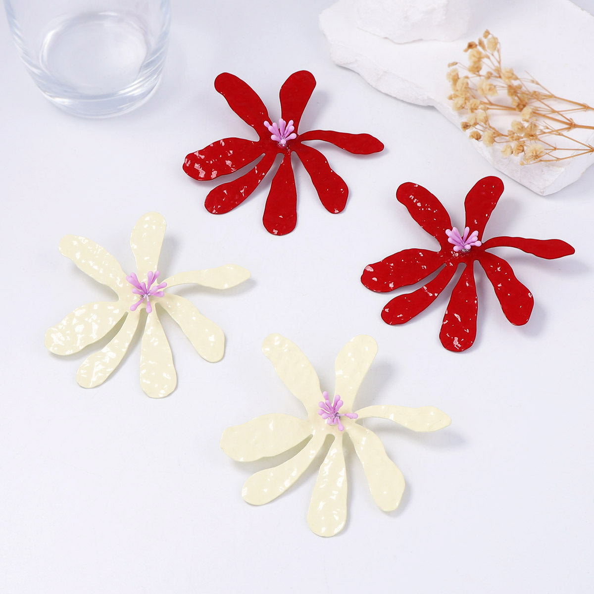 Personalized Exaggerated Metal Floral Earrings - Unique Flower Style Jewelry