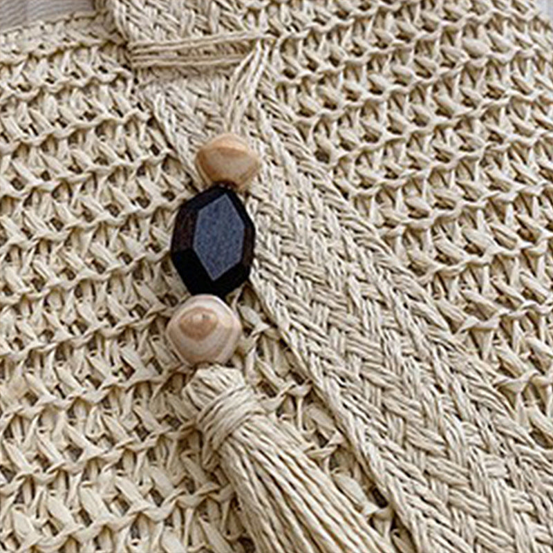Seaside Beach Vacation Woven Straw Tote Bag Large Capacity