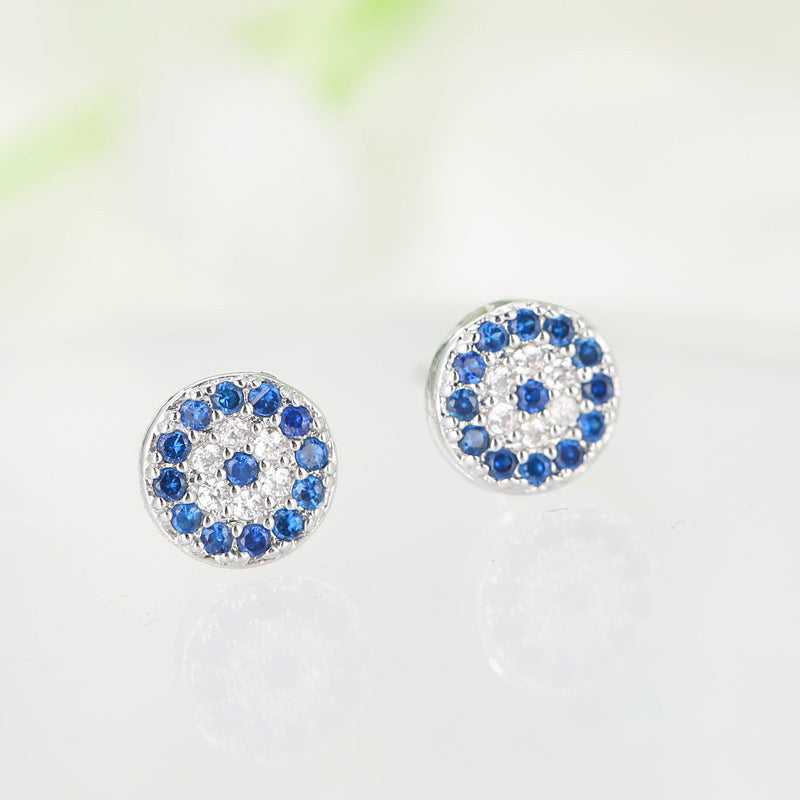 Women's Simple Sterling Silver Devil Eye Earrings