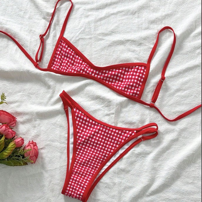 Women Fashion Sexy Printed Lace-Up Bikini Swimsuit