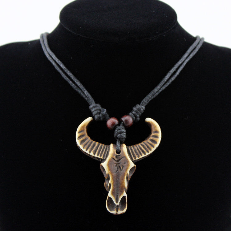 Collar unisex vintage de imitación de hueso de yak para Halloween