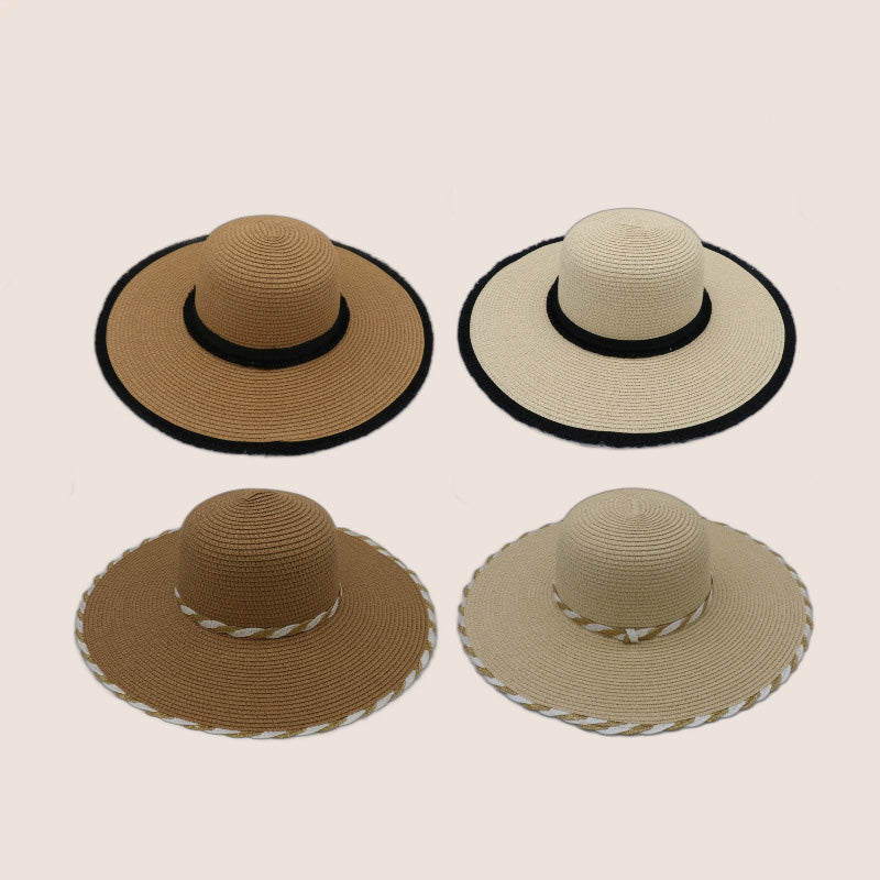 Sombrero de playa de ala grande tejido de paja de moda para mujer