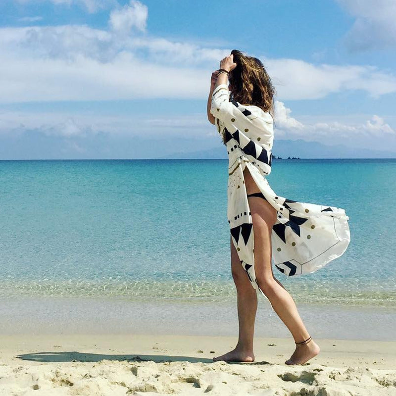 Traje de baño de moda para mujer, para vacaciones, playa, con estampado geométrico de triángulos