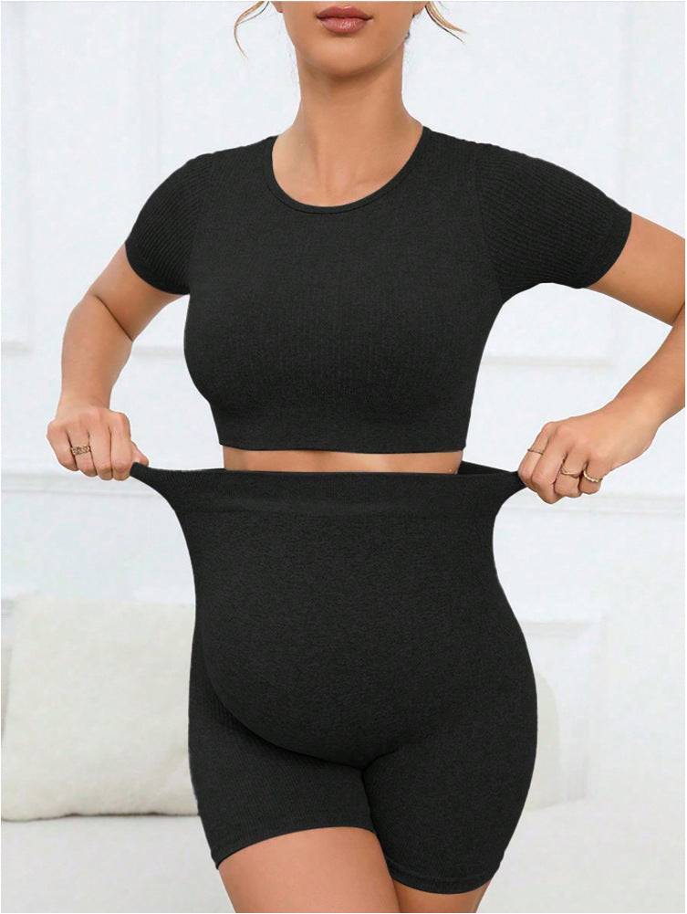 Ensemble de sport tricoté à séchage rapide pour femmes enceintes