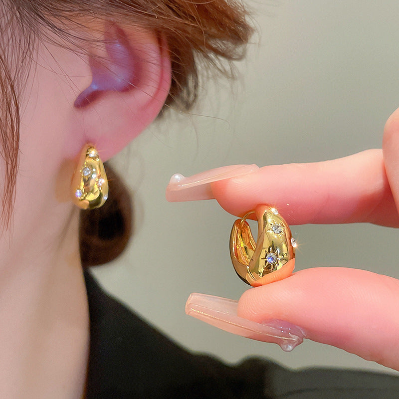 Boucles d'oreilles en métal et zircon pour femmes, bijoux élégants