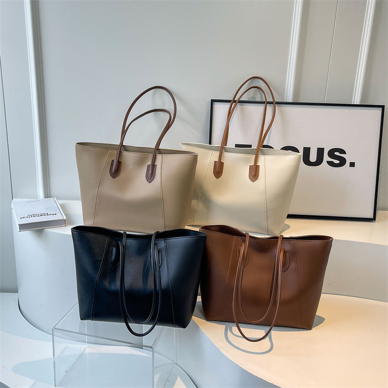 Bolso de mano informal, sencillo, de color sólido y gran capacidad para mujer