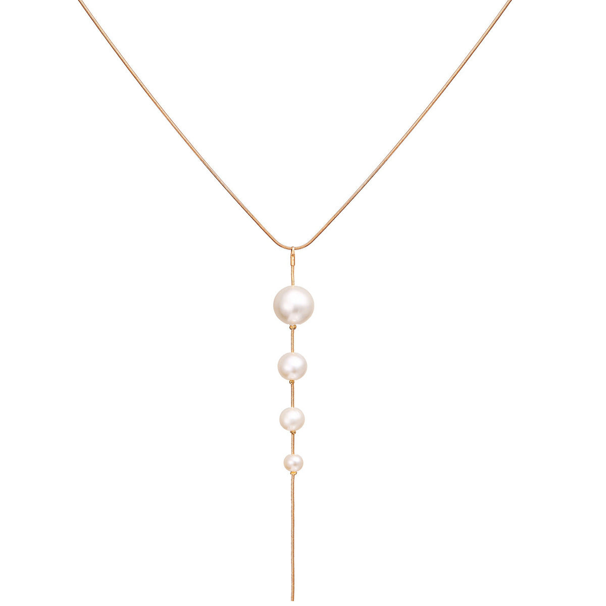 Elegante collar con colgante de borla de perlas de imitación para mujer con cadena de ondas de agua