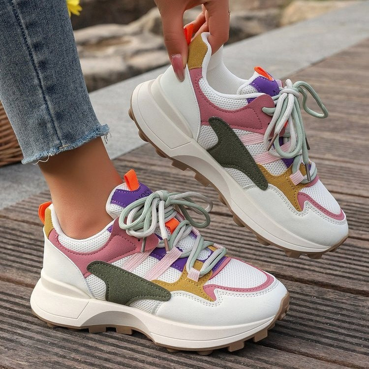 Women Casual Contrast Color Platform Sneakers