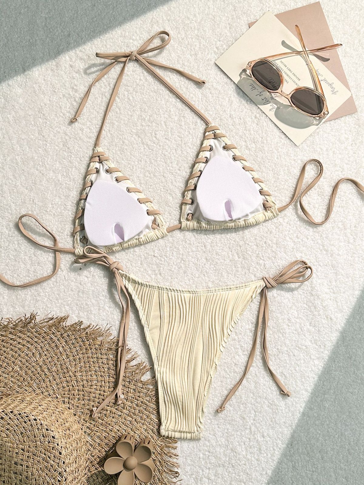 Summer Sexy Solid Color Bandage Bikini Swimwear